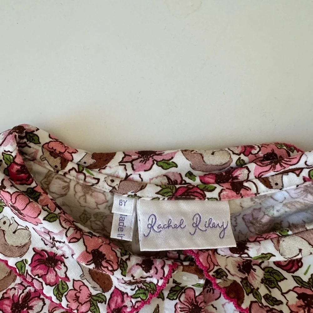 Rachel Riley Peter Pan girls Floral Pink and Green Kids Dress cotton 8Y